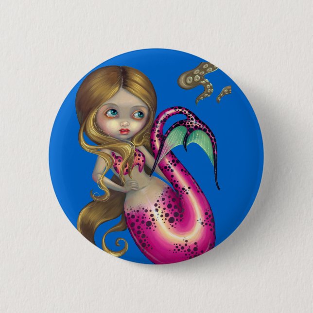 Badge Rond 5 Cm Bouton "de sirène étonnée" (Devant)