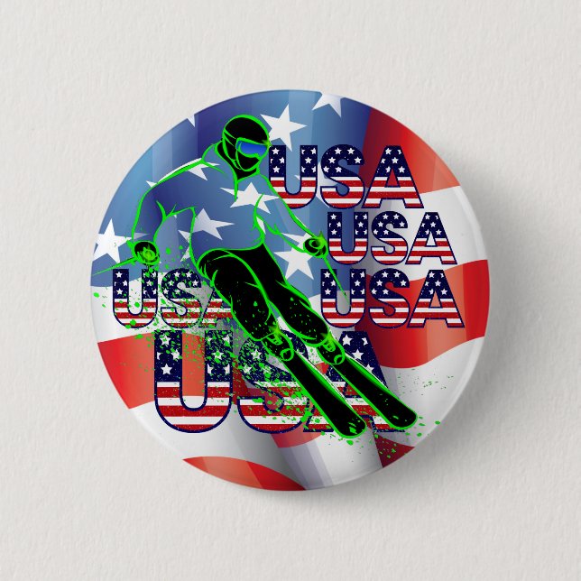 BADGE ROND 5 CM BOUTON DE SKI USA (Devant)