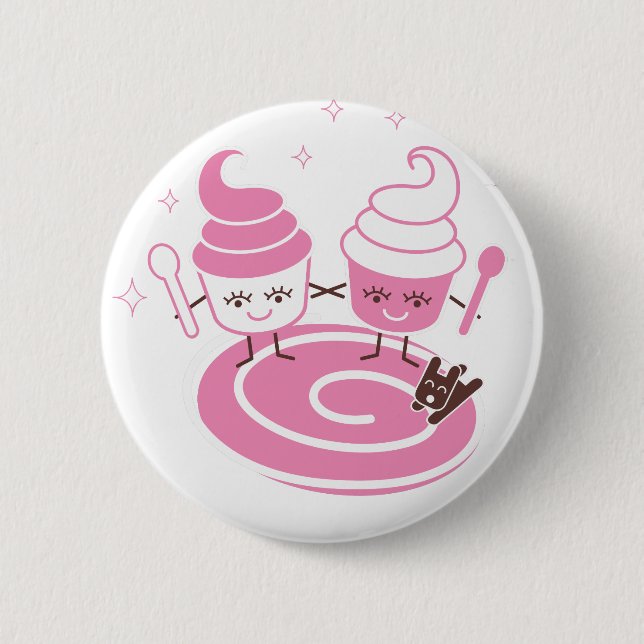 Badge Rond 5 Cm Bouton de soeurs de yogourt glacé (Devant)