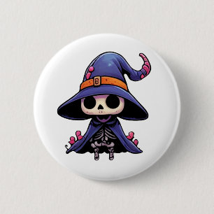 Badge Rond 5 Cm Bouton de sorcière d'os mignonne - Épingle gothiqu