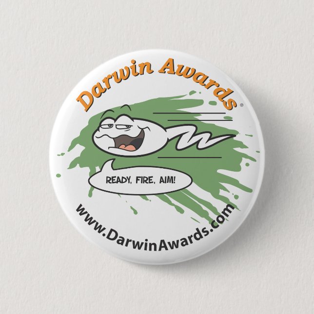 Badge Rond 5 Cm Bouton de spermatozoïde : Prêt, le feu, but ! (Devant)