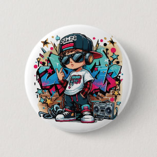 Badge Rond 5 Cm Bouton de style graffiti pour enfant hip-hop cool