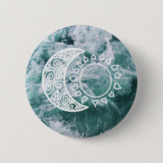 Badge Rond 5 Cm Bouton de Sun et de lune