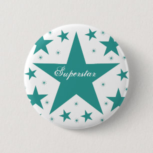 Badge Rond 5 Cm Bouton de superstar, Teal