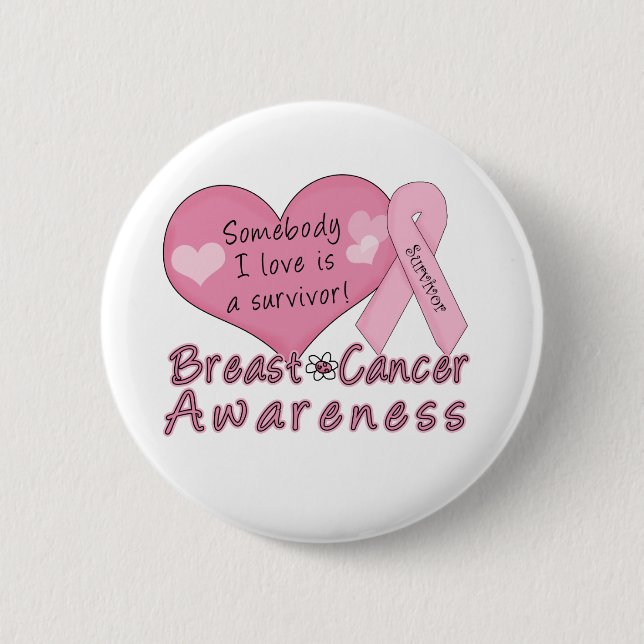 Badge Rond 5 Cm Bouton de survivant de cancer du sein (Devant)