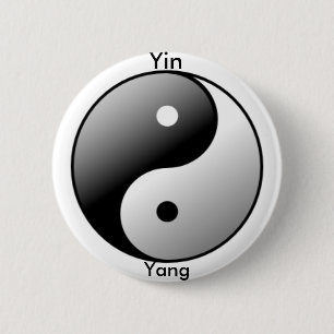 Badge Rond 5 Cm Bouton de symbole de Yin Yang (noir)