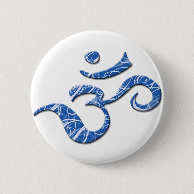 Badge Rond 5 Cm Bouton de symbole d'ohm dans le bleu (Devant)