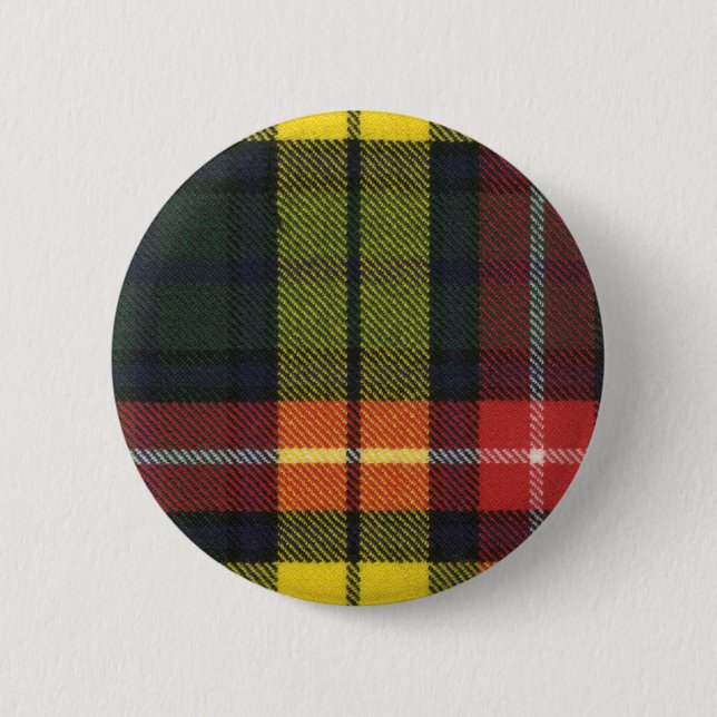 Badge Rond 5 Cm Bouton de tartan de Buchanan de clan (Devant)