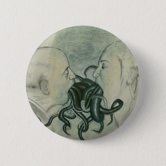 Badge Rond 5 Cm bouton de tentacules (Devant)