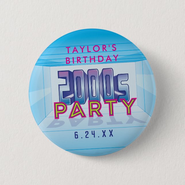 Badge Rond 5 Cm bouton de thème de la partie 2000s (Devant)