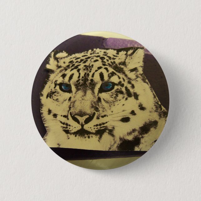 Badge Rond 5 Cm bouton de tigre de neige (Devant)