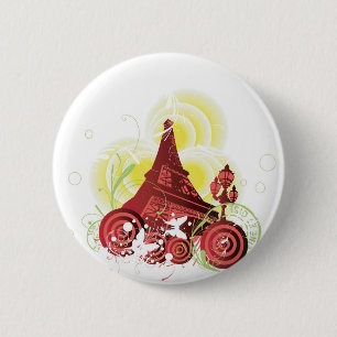 Badge Rond 5 Cm Bouton de Tour Eiffel