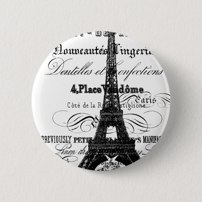Badge Rond 5 Cm Bouton de Tour Eiffel (Devant)