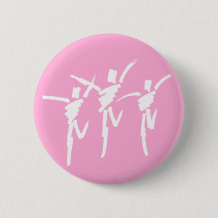 Badge Rond 5 Cm Bouton de trio de la danse de pointe en rose