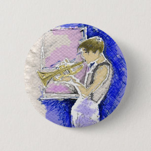 Badge Rond 5 Cm Bouton de trompettiste