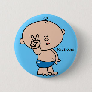 Badge Rond 5 Cm Bouton de type de paix - nom personnalisable et