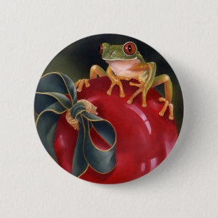 Badge Rond 5 Cm Bouton de vacances de grenouille d'arbre
