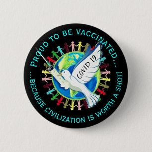 Badge Rond 5 Cm Bouton de vaccination Covid 19