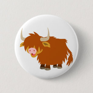 Badge Rond 5 Cm Bouton de vache Highland Cartoon