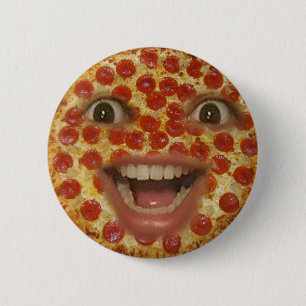 Badge Rond 5 Cm Bouton de visage de pizza