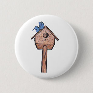 Badge Rond 5 Cm Bouton de volière d'oiseau bleu……