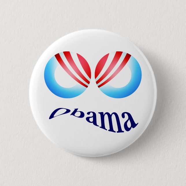 BADGE ROND 5 CM BOUTON DE YEUX MAUVAIS D'OBAMA (Devant)
