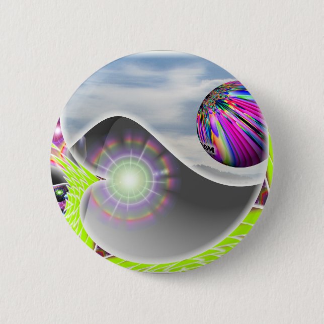 Badge Rond 5 Cm Bouton de Yin Yang (Devant)
