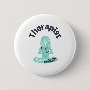 Badge Rond 5 Cm Bouton de Yoga du thérapeute