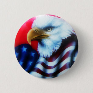 Badge Rond 5 Cm Bouton d'Eagle d'Américain plein