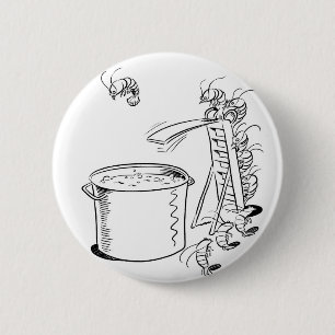 Badge Rond 5 Cm Bouton d'ébullition de crevette
