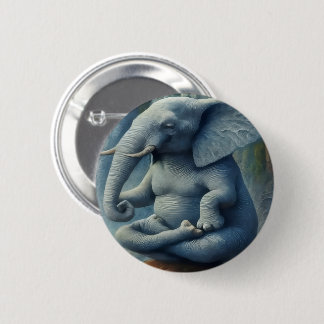 Badge Rond 5 Cm Bouton d'Éléphant Bleu