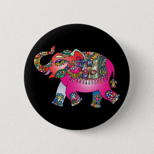 Badge Rond 5 Cm bouton d'éléphant ornemental