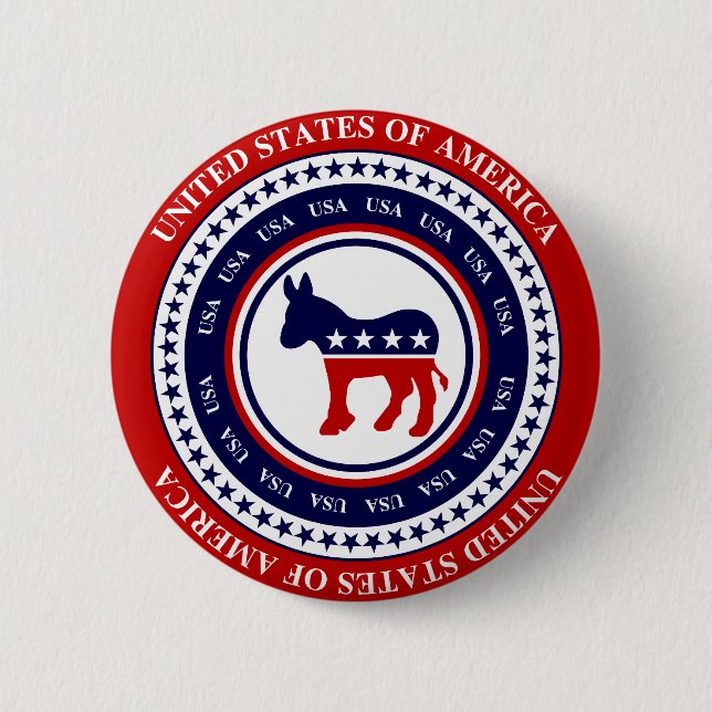 Badge Rond 5 Cm Bouton Démocrate (Devant)