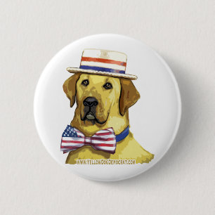 Badge Rond 5 Cm Bouton démocrate de chien jaune