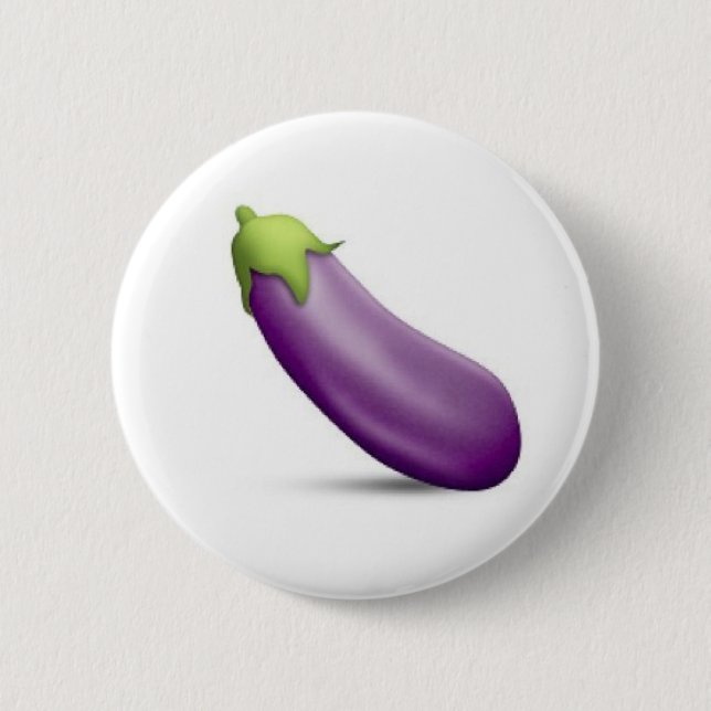 Badge Rond 5 Cm Bouton d'Emoji d'aubergine (Devant)