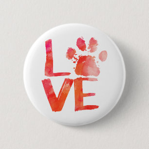Badge Rond 5 Cm Bouton d'empreinte de patte d'AMOUR