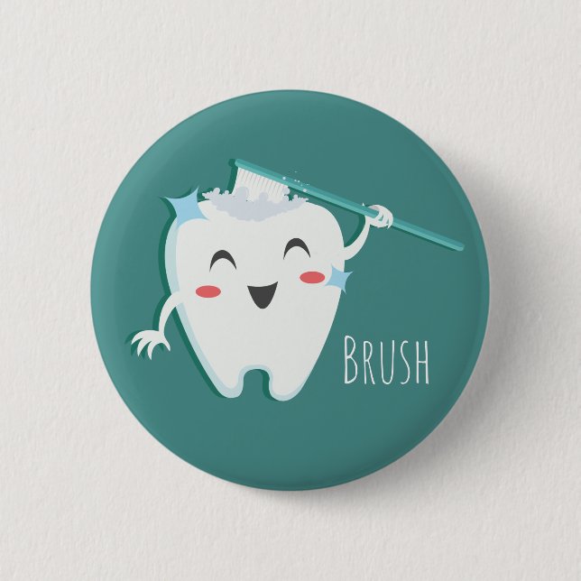 Badge Rond 5 Cm Bouton dentiste des dents de brosse (Devant)