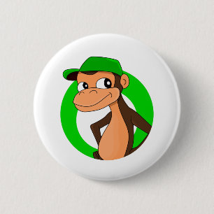 Badge Rond 5 Cm Bouton d'épingle du dessin animé Chimp