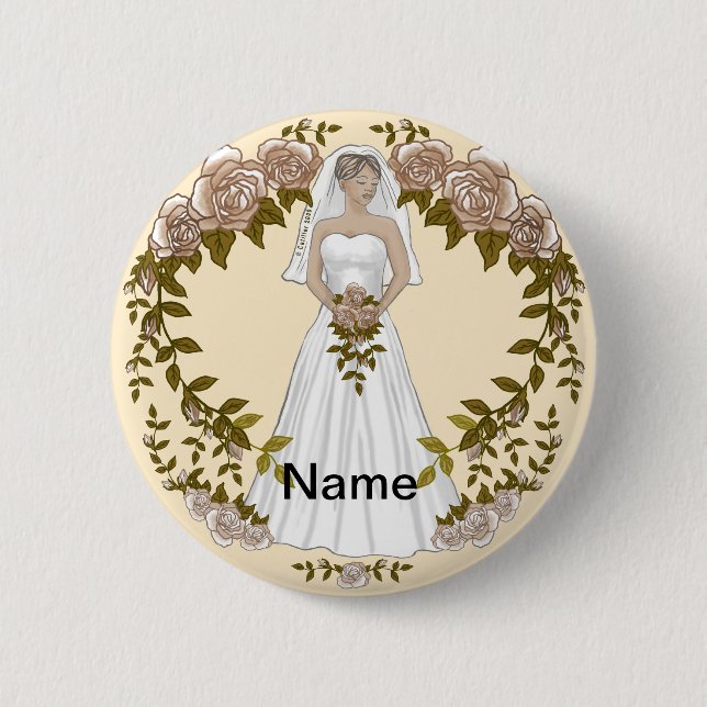 Badge Rond 5 Cm Bouton d'épingle du Mariage Love Bride (Devant)
