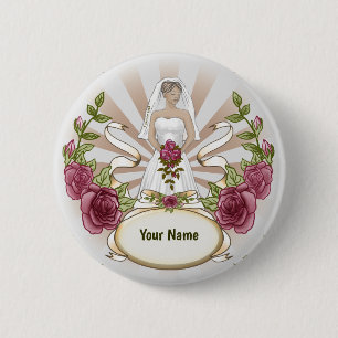 Badge Rond 5 Cm Bouton d'épingle du Mariage Love Bride