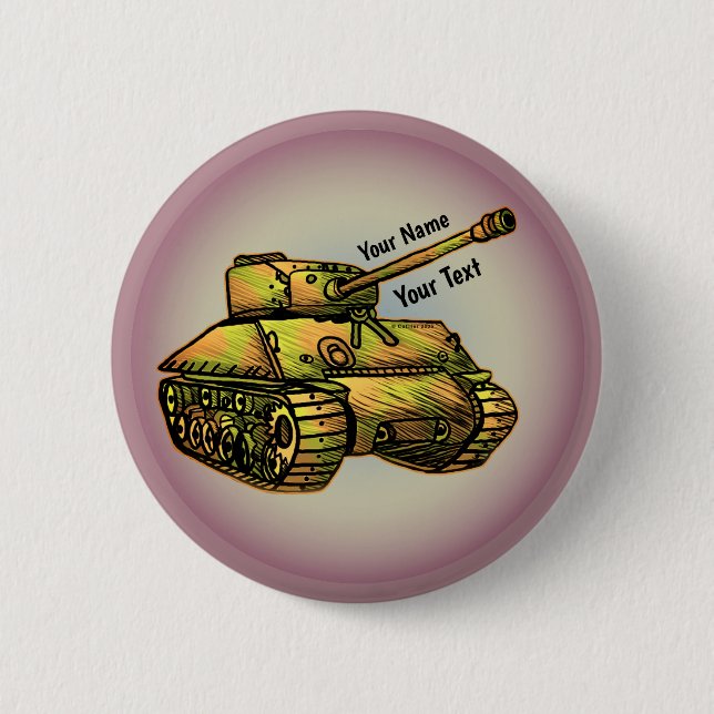 Badge Rond 5 Cm Bouton d'épingle du réservoir militaire (Devant)