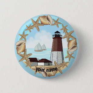 Badge Rond 5 Cm Bouton d'épingle Point Judith Lighthouse