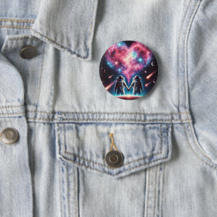 Badge Rond 5 Cm Bouton d'épingle romantique de l'astronaute