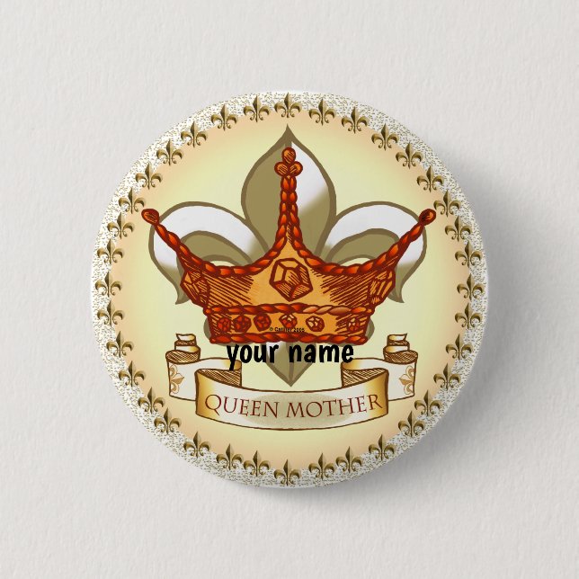 Badge Rond 5 Cm Bouton d'épingle Royal Queen Mother (Devant)