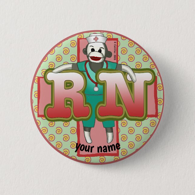 Badge Rond 5 Cm Bouton d'épinglette de l'infirmière de la RN de si (Devant)