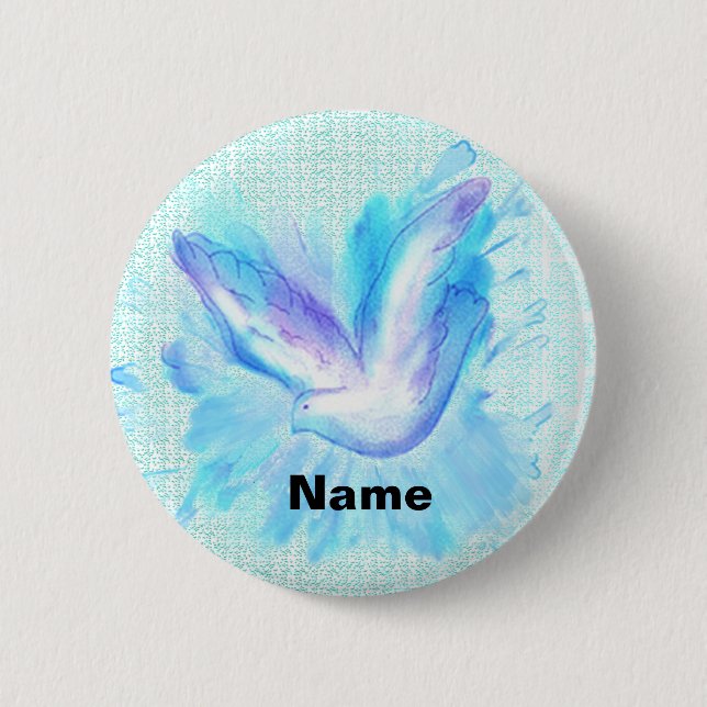 Badge Rond 5 Cm Bouton d'épinglette du mariage de vol de colombe (Devant)