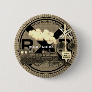 Badge Rond 5 Cm Bouton d'épinglette du train ancien