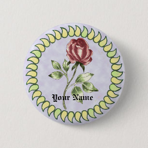 Badge Rond 5 Cm Bouton d'épinglette mariage Rose rouge