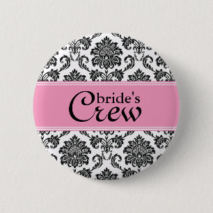 Badge Rond 5 Cm Bouton d'équipage d'une mariée aux Damas roses