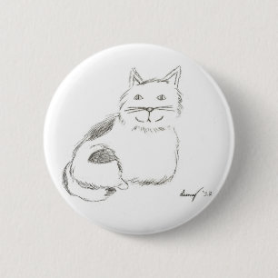 Badge Rond 5 Cm Bouton Dessin Kitty - Arrondi
